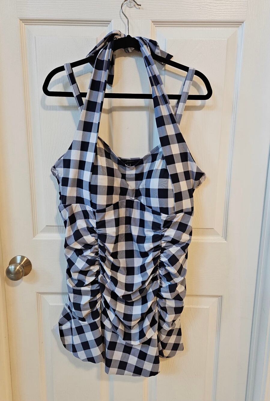 Torrid Size 3 3X Retro Gingham Halter Ruched Swim Dress One Piece Swimsuit